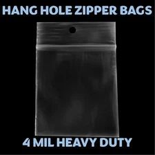 3"x3" Hang Hole Zip Top Lock Seal Reclosable Poly Bags Zipper Baggies 4Mil