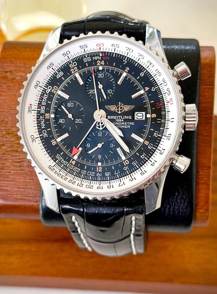 Breitling Navitimer World GMT Black Dial 46MM Steel/Leather Breitling Navitimer World GMT Black Dial 46MM Steel/Leather