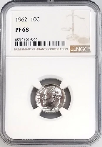 1962 Proof Roosevelt Dime certified PF 68 by NGC!