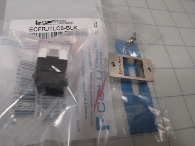 L-Com ECFRJTLC6-BLK Cat6 Keystone Jack RJ45 Tool-less EIA568A/B Mounting Flange