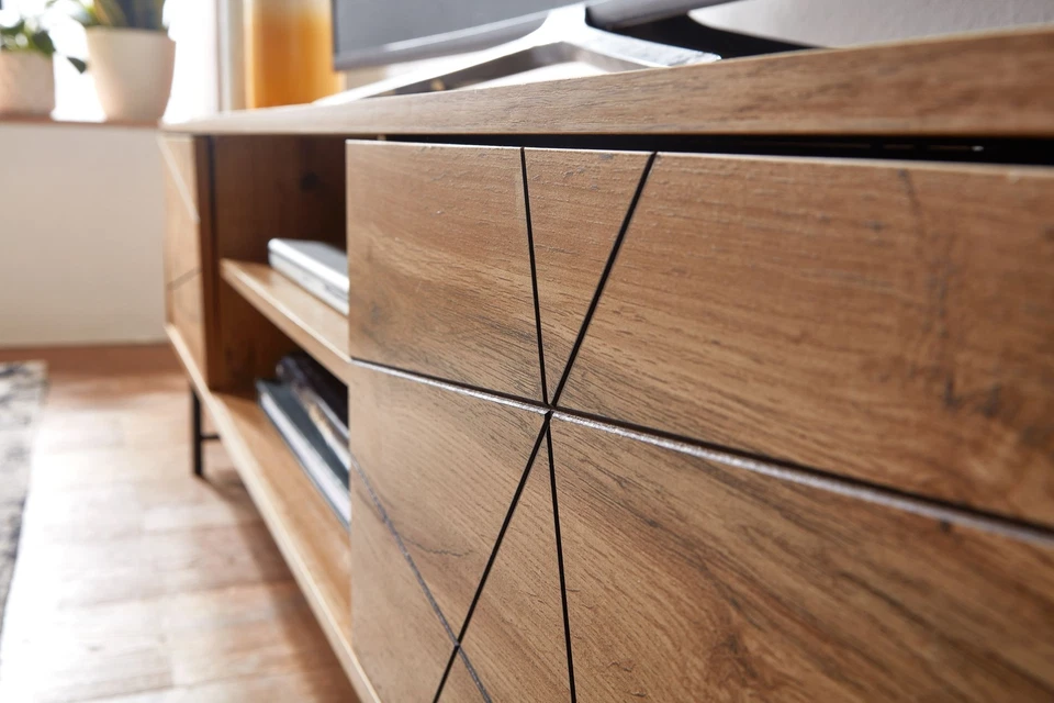 TV Schrank FineBuy 160x45x40 cm Lowboard Holz Fernsehkommode Fernsehschrank - Bild 4 von 4