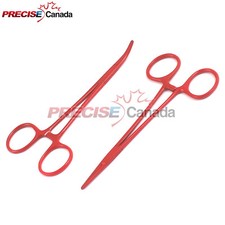 2 Mosquito Hemostat Forceps 5" Str  Cvd Red Color Surgical Instrument