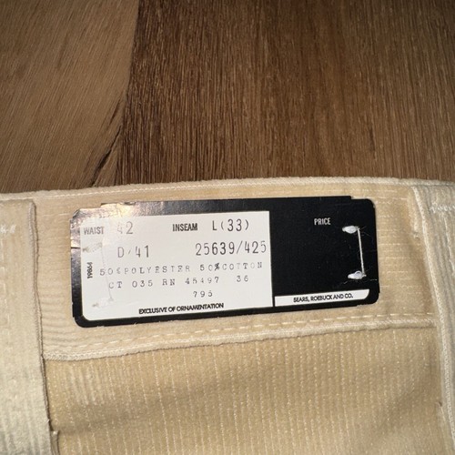 1970 Bell Bottom Pants Corduroy Mens 42 33 Vintage Disco Flare Leg NOS Deadstock - Picture 13 of 15