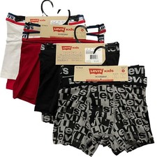 Levis Boys Soft Stretch Cotton Boxer Briefs Size 6-16 Black Gray Red 2-Pack