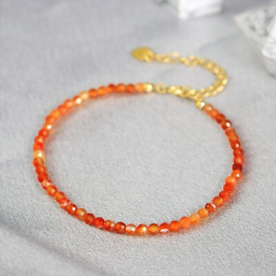 Natural Carnelian Red Agate Bead Healing Dainty Women Crystal
