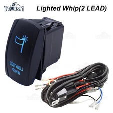 Universal Wiring Harness Blue Lighted Whip Laser Rocker Switch On-Off For UTV