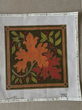 Amanda Lawford fall leaves needlepoint canvas. Beautiful pillow or tray