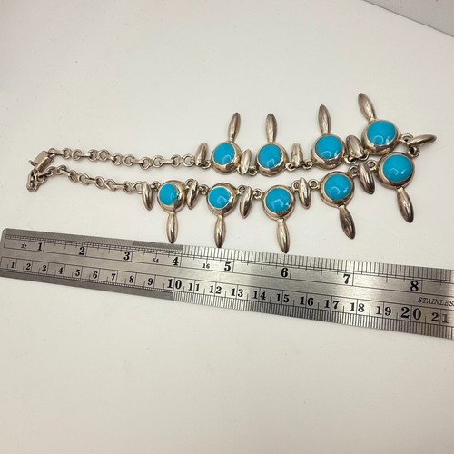 Impresionante collar vintage de plata de ley 925 de México turquesa azul de 16"" (53,1 g) - Imagen 5 de 5