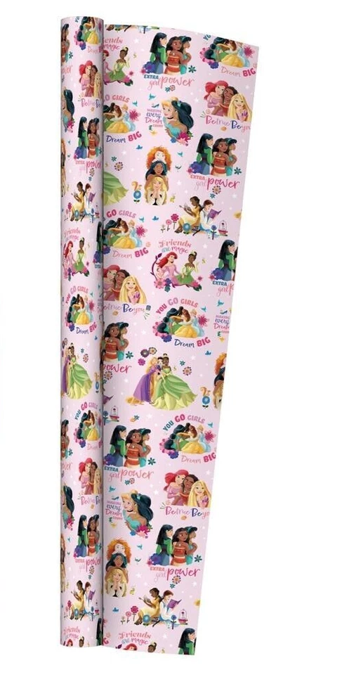 2 x Disney Princess 2M Kids Gift Wrapping Paper Roll Birthday Christmas Present - Image 4 of 4