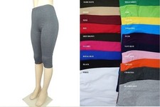 WOMEN COTTON SPANDEX MISSES N PLUS CAPRI LEGGINGS GYM YOGA 23 COLORS S-5XL