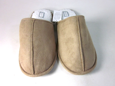 KushyShoo MEN'S FLEECE INDOOR/OUTDOOR SCUFF HOUSE SLIPPERS,TAN, SIZE  Medium