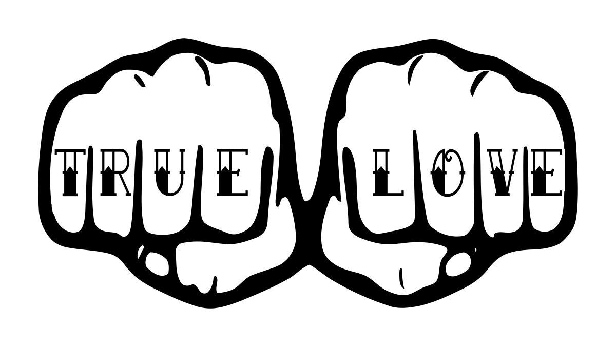 True love knuckle font  True love tattoo, Best sleeve tattoos