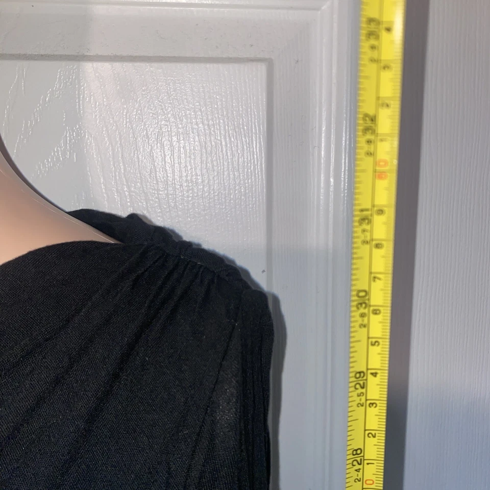 Vestido drapeado Theory negro manga larga cuello capucha talla pequeña Foto 2 de 4