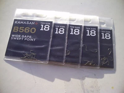 50 x Kamasan B560 Micro Barb Spaten Endhaken Größe 18. Perfekter Allroundhaken.