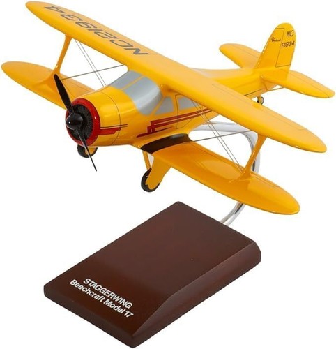 Yellow Staggerwing Beechcraft G-17 Staggerwing Yellow Desk Display Private Model 1/32 SC ...