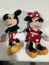 Set of 2 Disney Mickey and Minnie Mouse Plush Stuffed Toy 10"