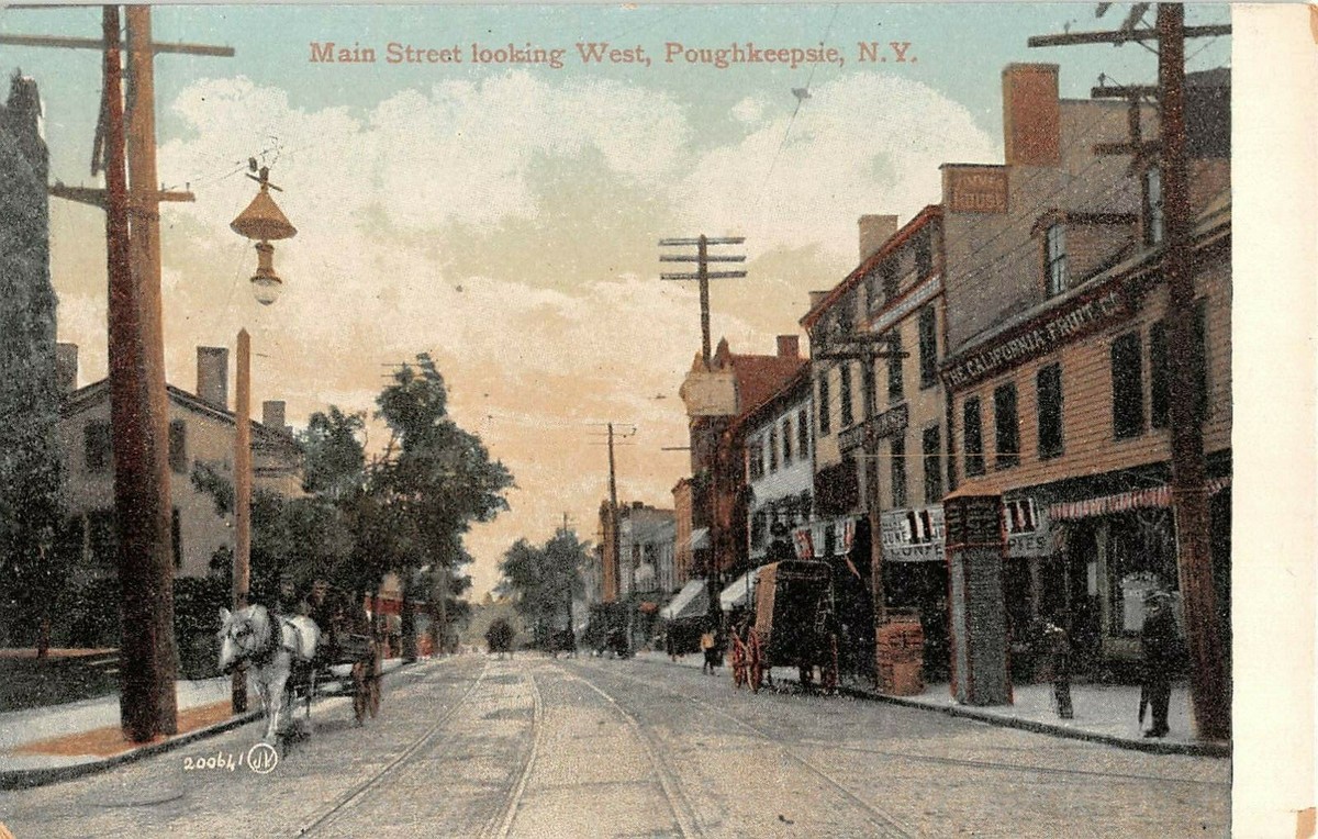 c.1910 Stores Main St. looking West Poughkeepsie NY post card