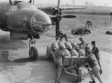WW2 WWII Photo USAAF B-26 "Jolly Roger" Bomb Loading  World War Two / 5921