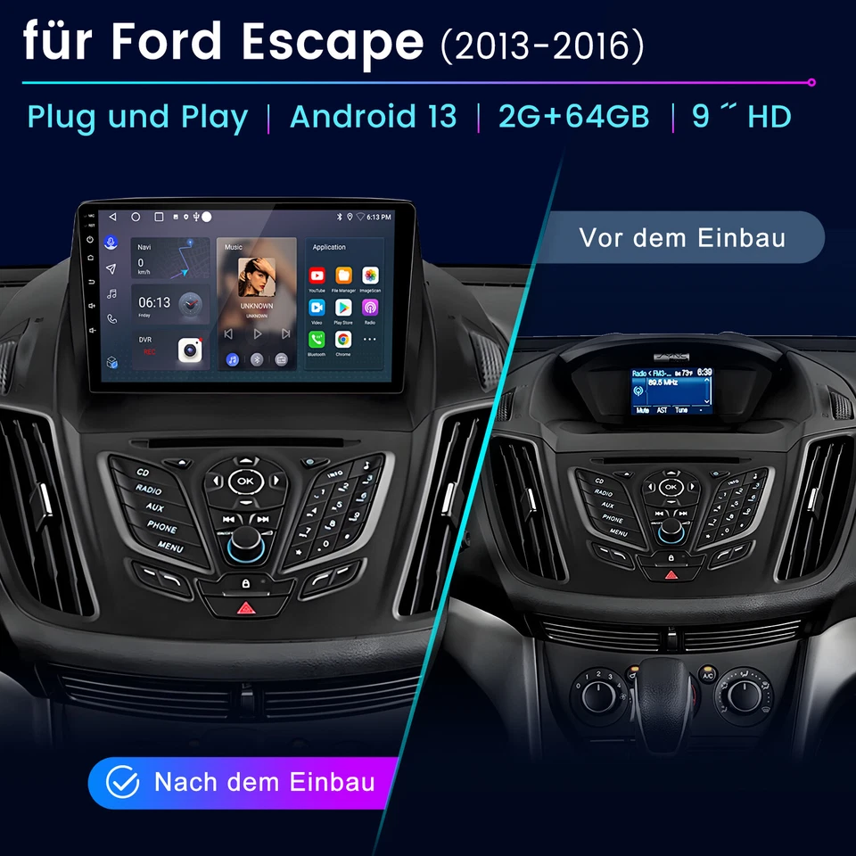 2+64GB DAB+ Für Ford Kuga 2012-2018 Escape Android 13 Carplay Autoradio GPS Navi - Bild 4 von 4