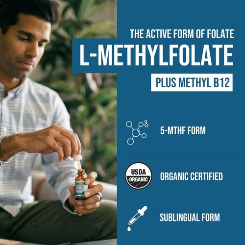 L-Methyl Folate 15mg + Methyl B12 60 Caps – 5-MTHF Active B9 B12 for Mood & Meth - Picture 2 of 11