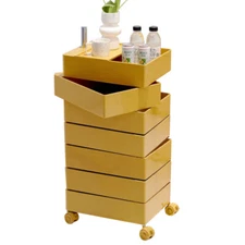 7 Drawers 360° Movable Rotating Storage Side End Coffee Table Sofa Cabinet Wheel