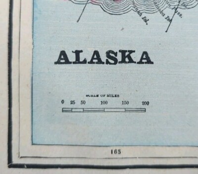 Vintage 1895 ALASKA Map 14''x11'' Old Antique Original KODIAK ISLAND JUNEAU AK