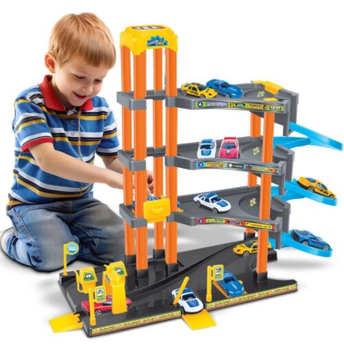 4-Storey Parking Garage Toy Elevator Service Stations 4 Vehicles Ramp Lift Toy - Picture 3 of 11