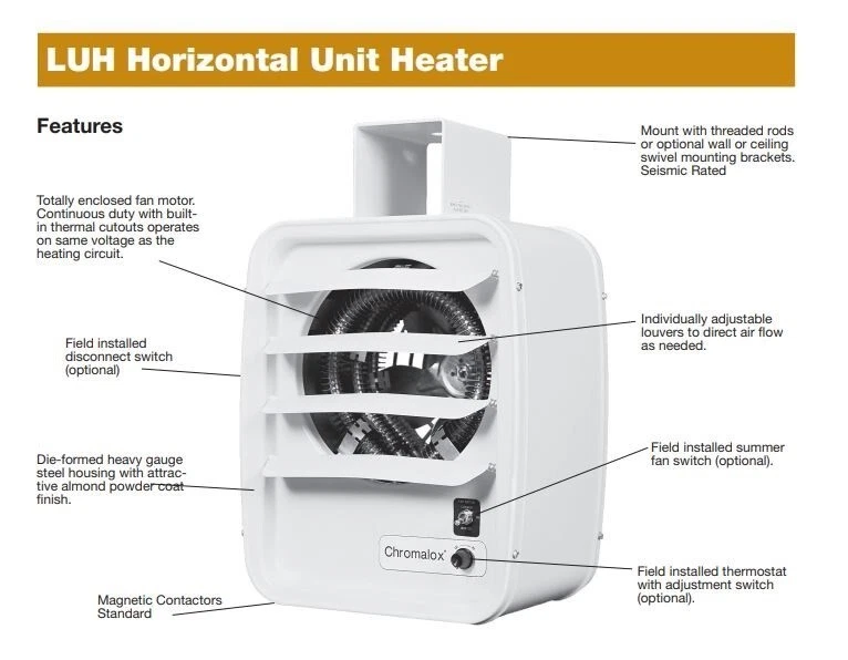Chromalox - LUH-20-43-32-40 - HORIZONTAL BLOW HEATER - 480V - 68,460 BTU/H  | eBay