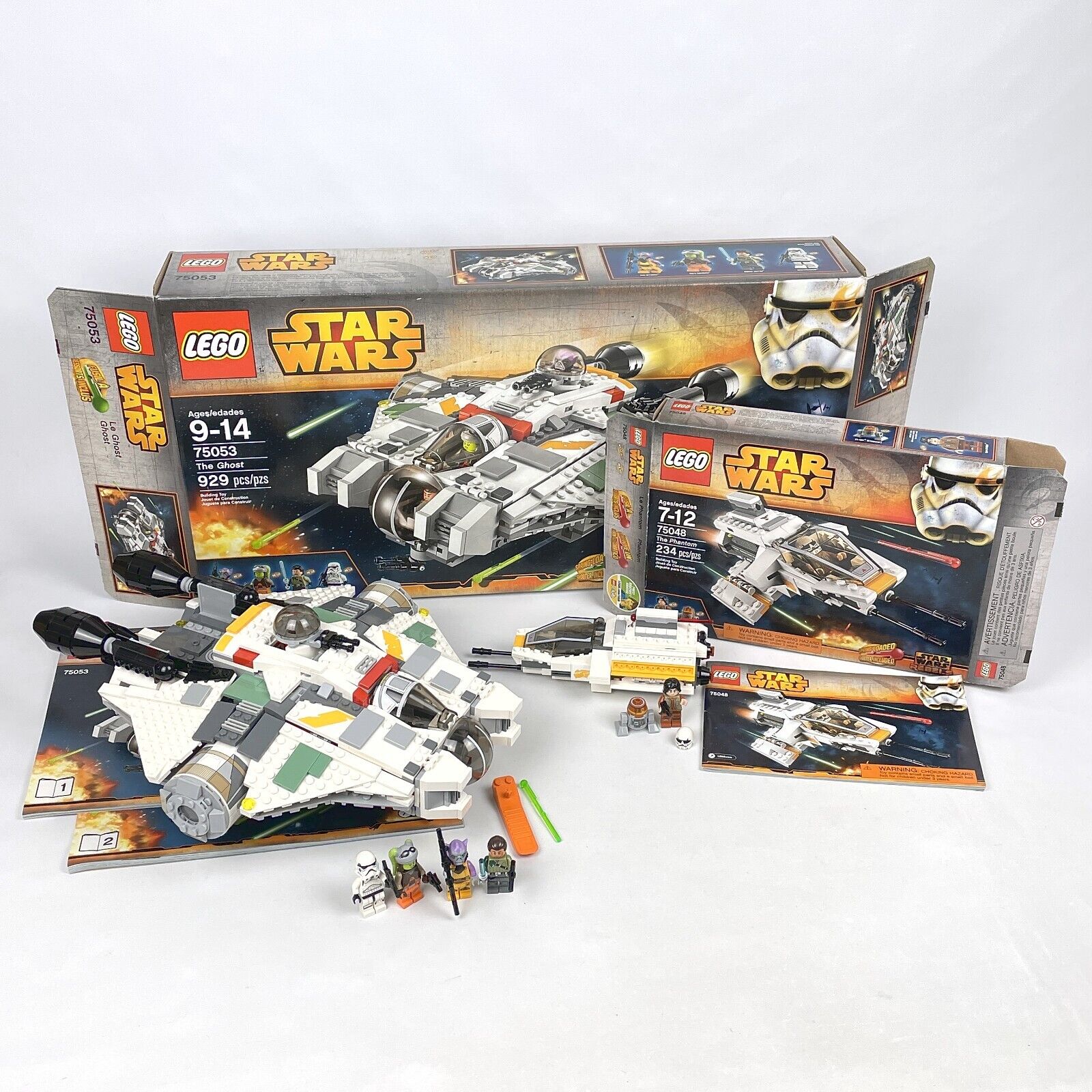 LEGO Star Wars Ghost 75053 & Phantom 75048 - 100% Complete w/ Manuals Figs Boxes