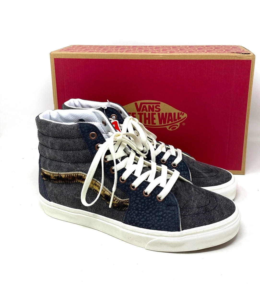 VANS Sk8 Hi Shoes High Top Gray Leather Canvas Men s Size Casual