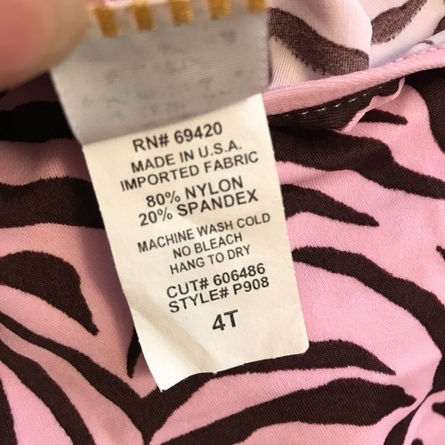 Banana Cabana 1 Piece Baby Bathing Swim Suit Graphic Swimsuit Size 4T Zebra Pink - Picture 6 of 6