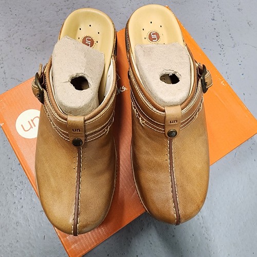 Clarks Y2K Clogs Unstructured US 6W WIDE Shoes UN.EVIDENT Strap Peanut Tan New - Picture 3 of 23