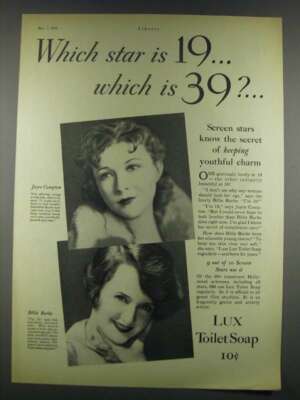 1932 Lux Toilet Soap Ad - Joyce Compton, Billie Burke