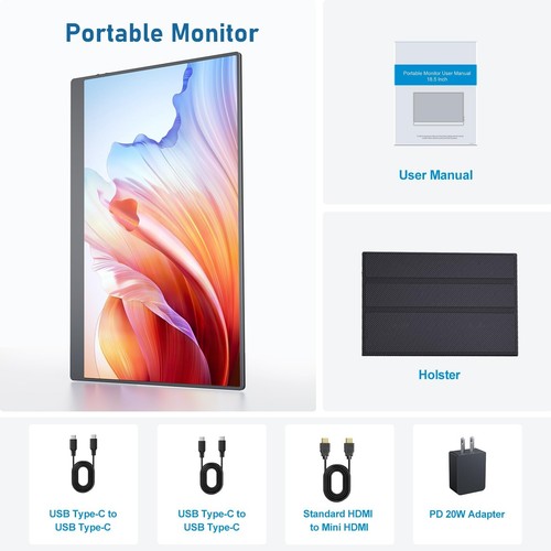 Tragbarer Monitor 18,5 Zoll Gaming Bildschirm 100Hz VESA Unterstützung 1080p - Photo 7/7