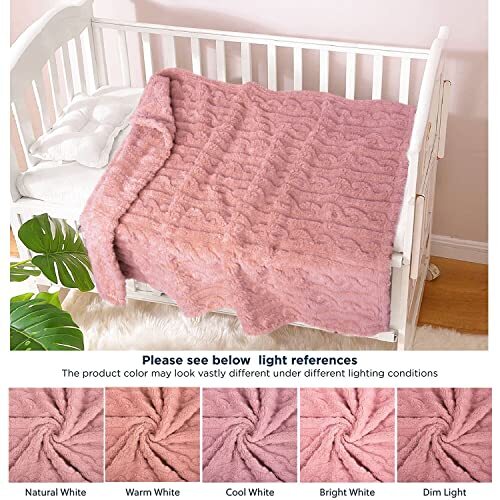 3D Fleece Baby Blanket for Girls Boys Fluffy Fuzzy 30 x 40 Inch Coral Pink - Afbeelding 6 van 6