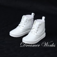1/4 1/3 BJD Board Shoes Sports Sneakers Lace-up Open Side White PU Leather DIKA