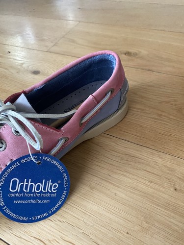 Sebago Women's Docksides Spinnaker Deck Shoes Grey Blue Pink Nubuck Size 3.5 W - Picture 10 of 19