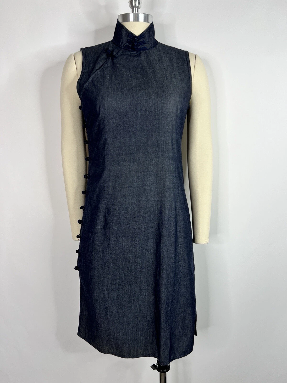 Abito vintage Miu Miu blu Cheongsam 44 L