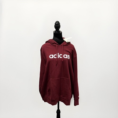 Adidas Trendy Pullover Logo Print Fleece Hoodie Red , Plus Size  , 3X - Picture 2 of 5