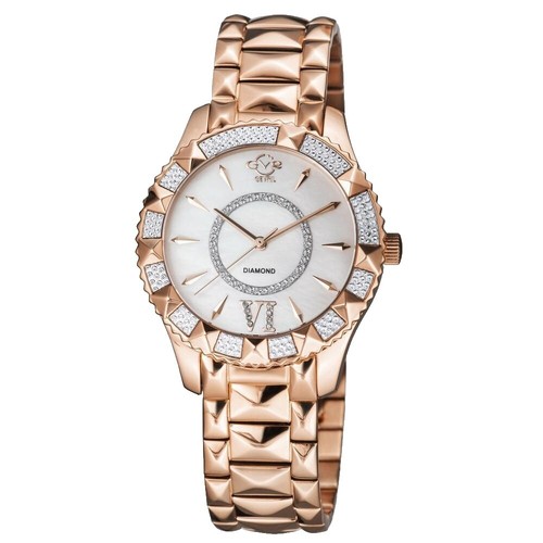 GV2 by Gevril Women 12423B Turin Diamond MOP Dial 2-Tone 