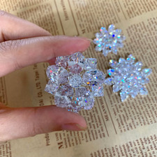 1X Glitter Snowflakes Shape Rhinestone Applique Sew on Ornaments for Clothes DIY