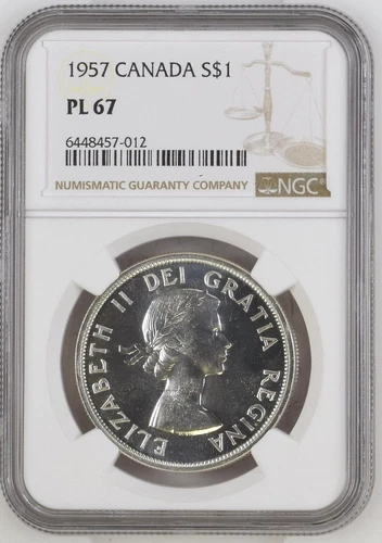 Canada, 1957 Silver Dollar - NGC Graded  Proof Like PL 67