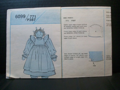 McCalls Crafts Pattern 6099 Muñecas Mamás 16" Bebés 11" Botones Lazos Vestido Pinafor - Imagen 10 de 10