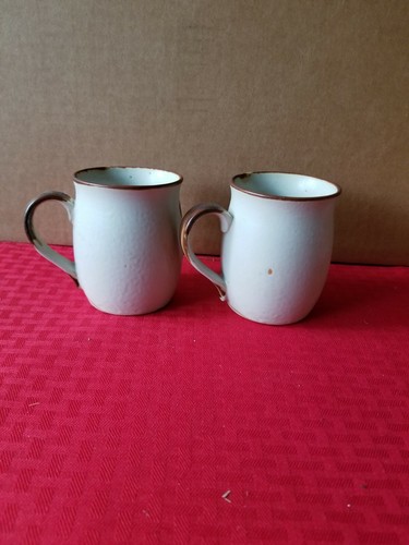 Pair Midcentury Stoneware Handpainted Coffee Mugs Japan - Picture 4 of 4