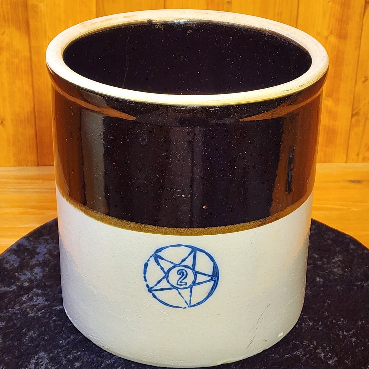 昭和レトロ　ヴィンテージ ホーキ星グループ　とよこ　ど根性君　2コセット　中古 Star Stoneware 2 Gallon 2-tone Crock Circa 1892 - 1945 | eBay