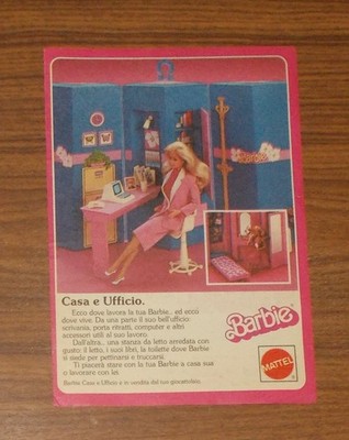Seltene Werbung vintage BARBIE Computerarbeitsplatz PC Puppenhaus Möbel 1985