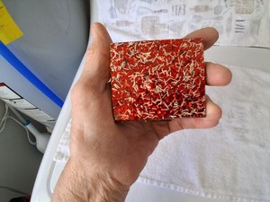 VINTAGE S.F. CO. FIFTH AVE RED GLITTER CONFETTI  LUCITE MIRROR COMPACT SAM FINK