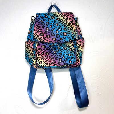 Rainbow Leopard Print Mini Backpack Colorful Animal Print Small Festival Bag