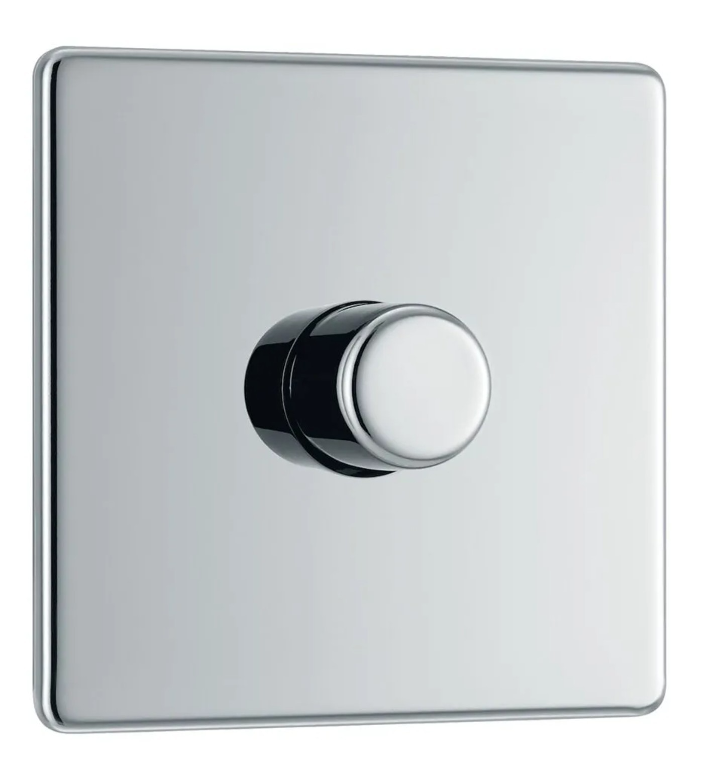 BG FPC81 Screwless Flatplate 1 Gang 2 Way Single Dimmer Switch Polished Chrome