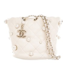 Chanel Mini Quilted Lambskin About Pearls Drawstring Bucket Bag Women Wh One
